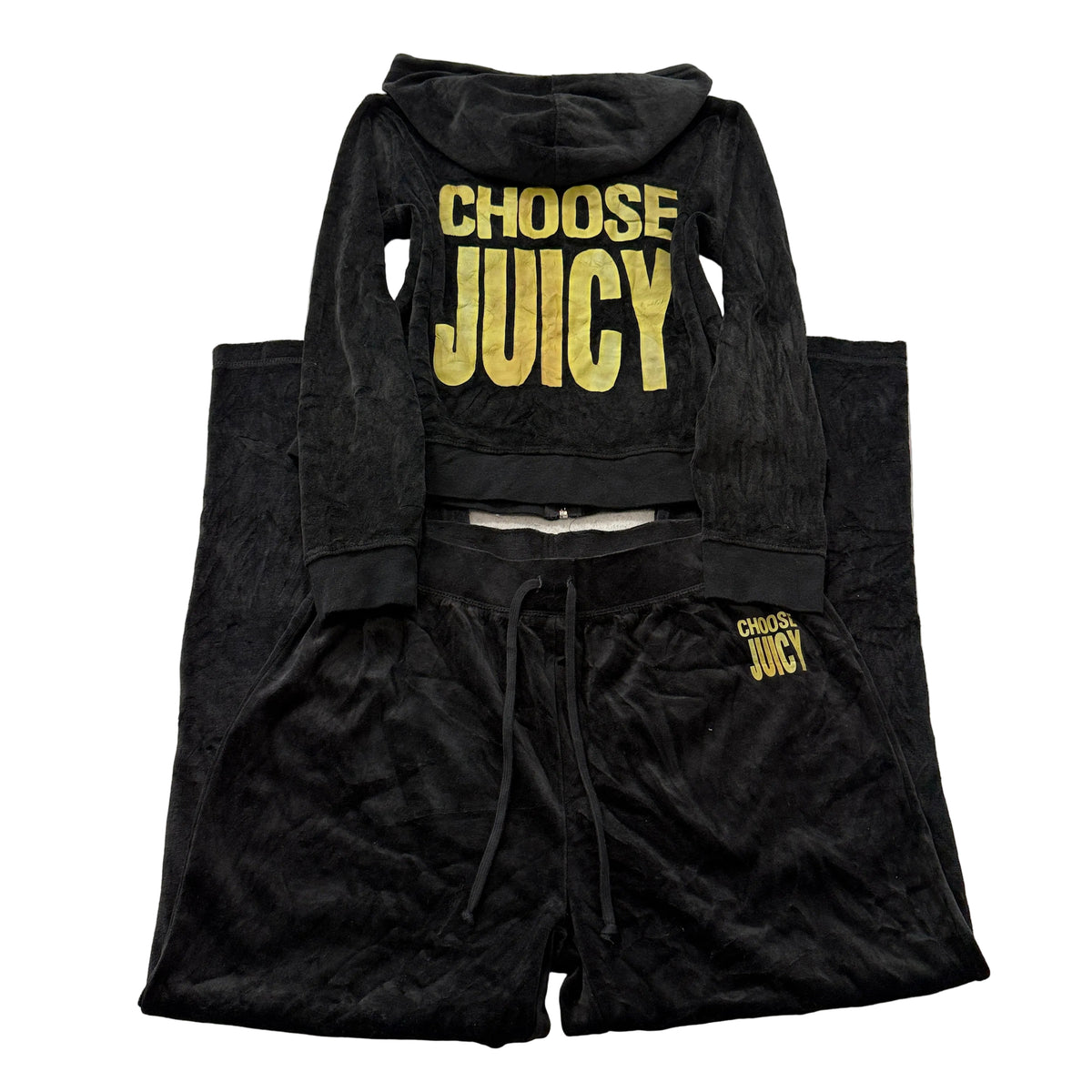 Juicy Couture Choose Juicy Women's Black Velour Tracksuit Set Hoodie & Pant - M