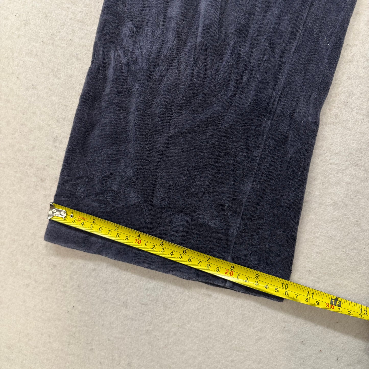 Juicy Couture Women's Navy Blue Velour Flared Track Pant Rhinestones Logo Size M