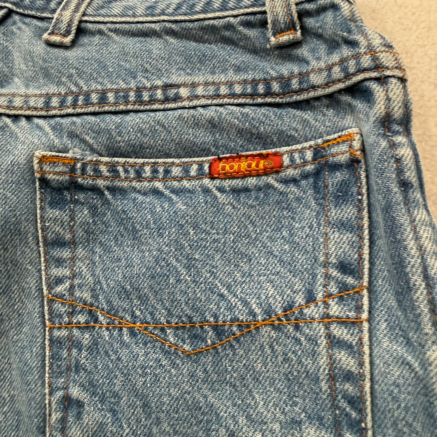 Vintage Bonjour Women's Blue Denim Jeans Relaxed Fit Pockets Classic Size W27
