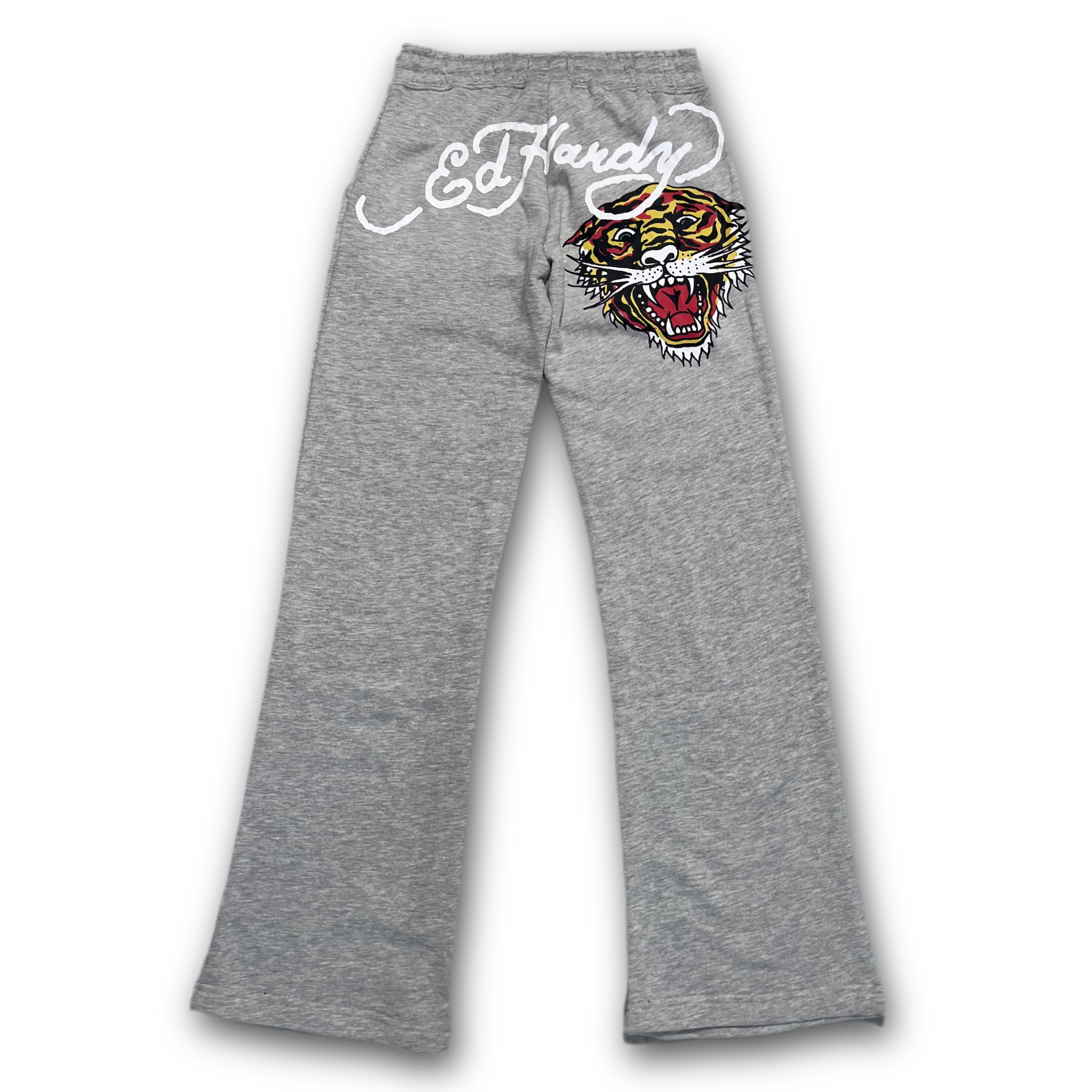 ED HARDY “Tiger Roar” GREY FLARE PANTS