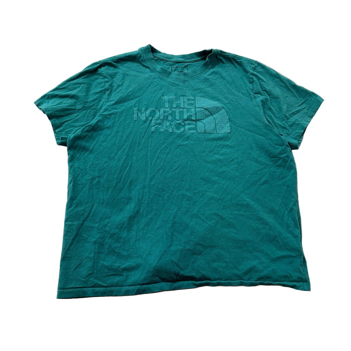 The North Face women's teal Half Dome logo tee front