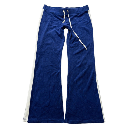 Juicy Couture Womens Cobalt Blue Terry Cloth Flared Track Pants Side Striped - L