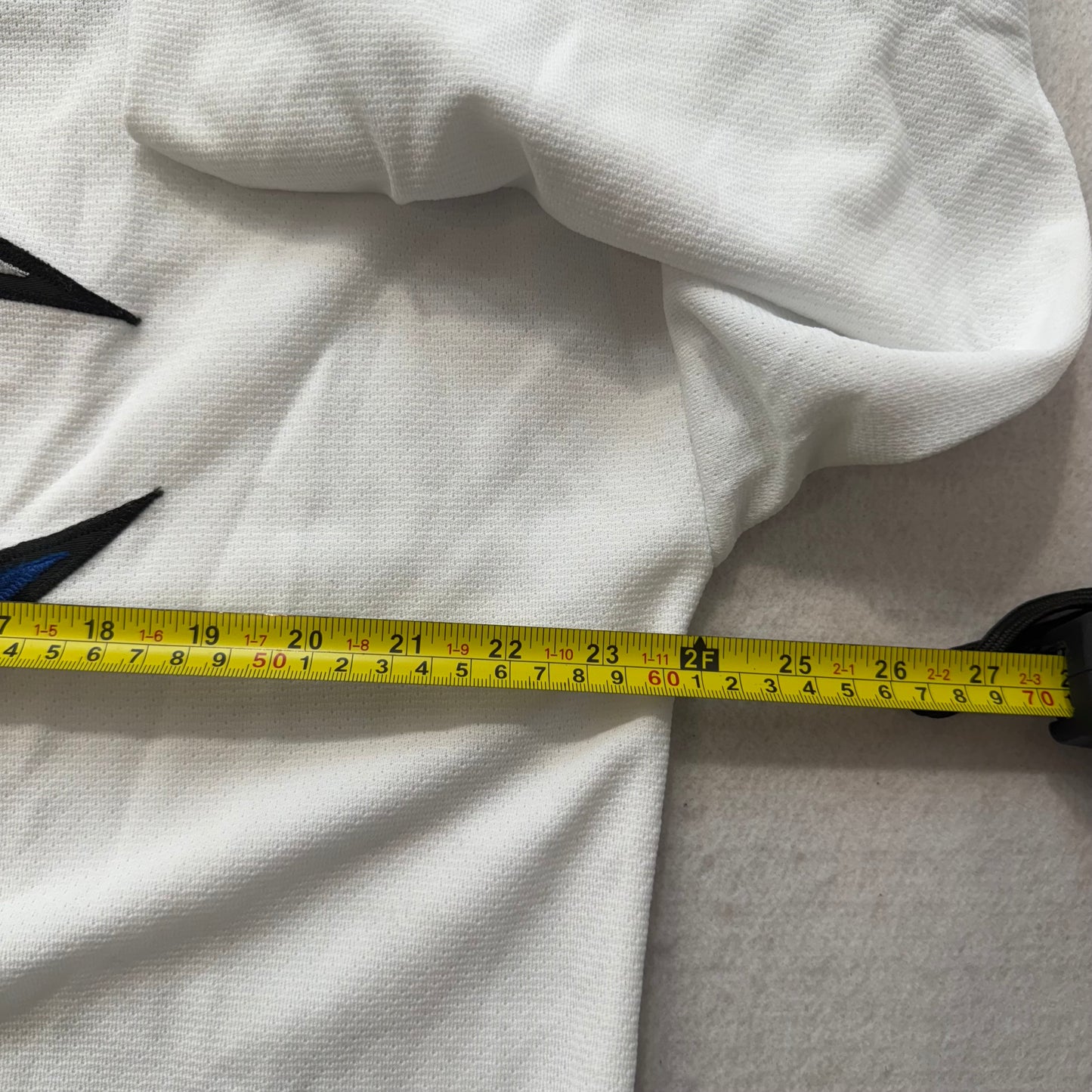 Athletic Knit Men's White Blue Striped Polyester Mesh Hockey Jersey Logo Size L