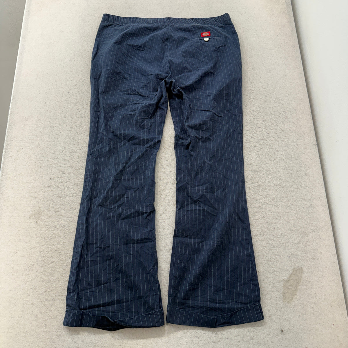 Dickies Womens Navy Pinstripe Flare Pants Size S photo 2