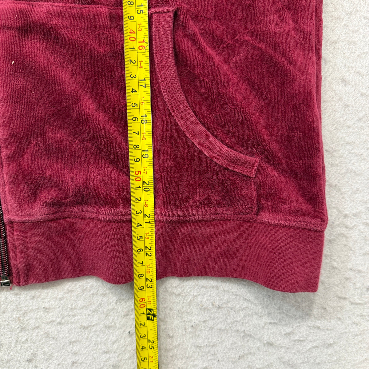 Juicy Couture Women's Red Velour Zip-Up Hoodie Pockets Loungewear Classic Size M