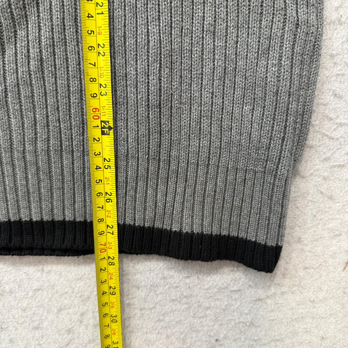 American Rag Cie Men's Gray Black Sleeve Stripe Quarter Zip Knit Sweater Size L