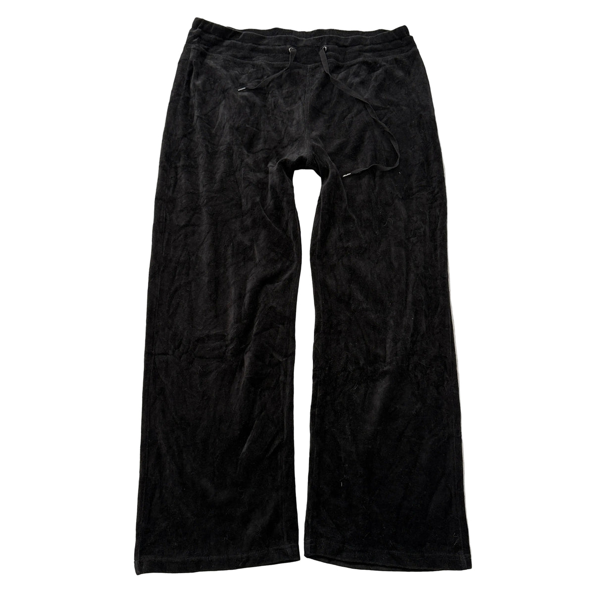 Juicy Couture Women's Black Velour Flared Track Pants Drawstring Classic Size XL