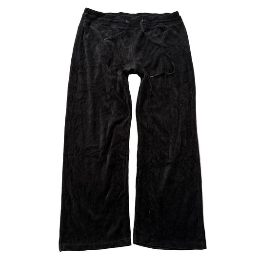 Juicy Couture Women's Black Velour Flared Track Pants Drawstring Classic Size XL