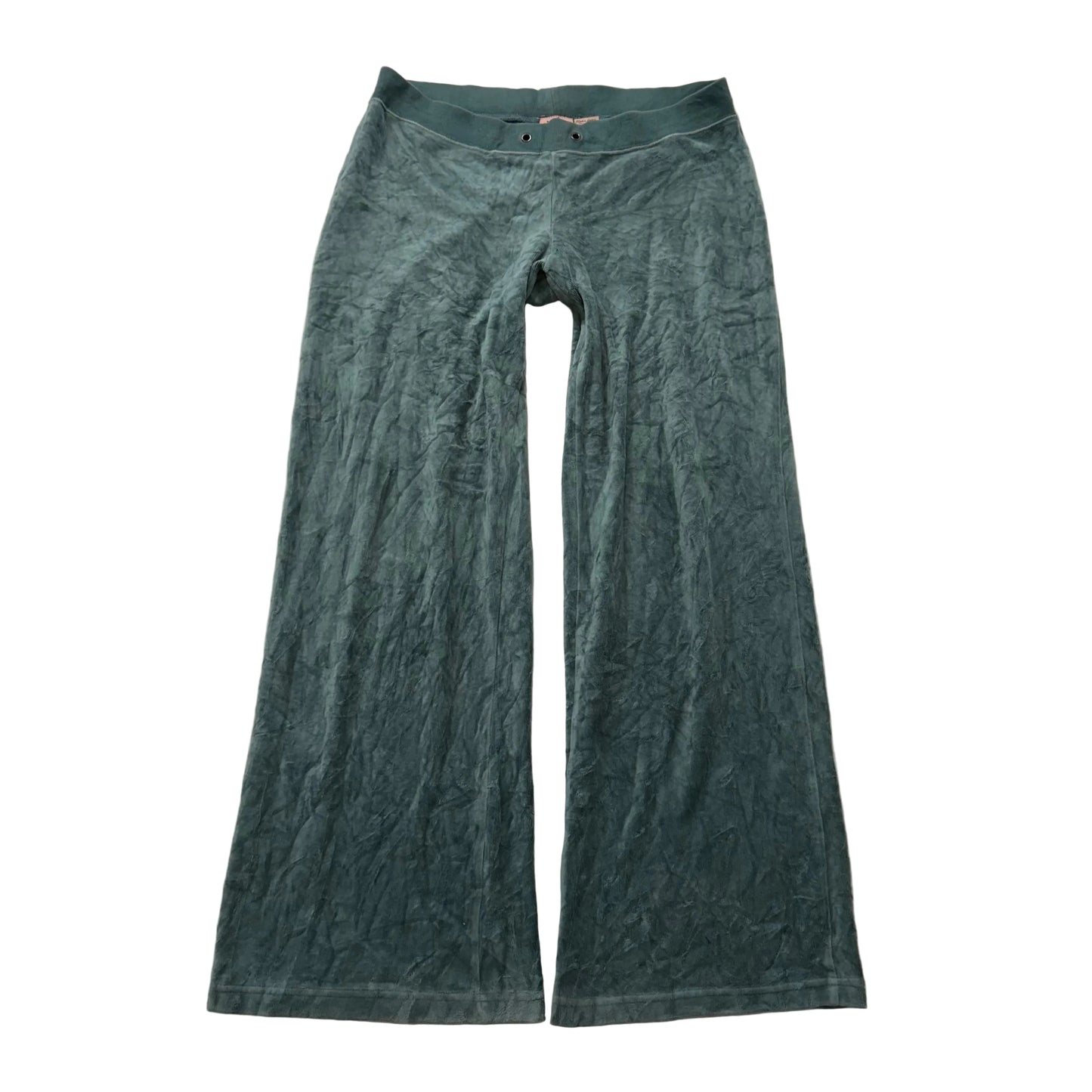 Juicy Couture Green Velour Flared Track Pants Loungewear Pull-On Low Rise Size S
