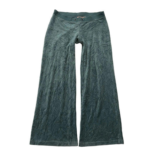 Juicy Couture Green Velour Flared Track Pants Loungewear Pull-On Low Rise Size S