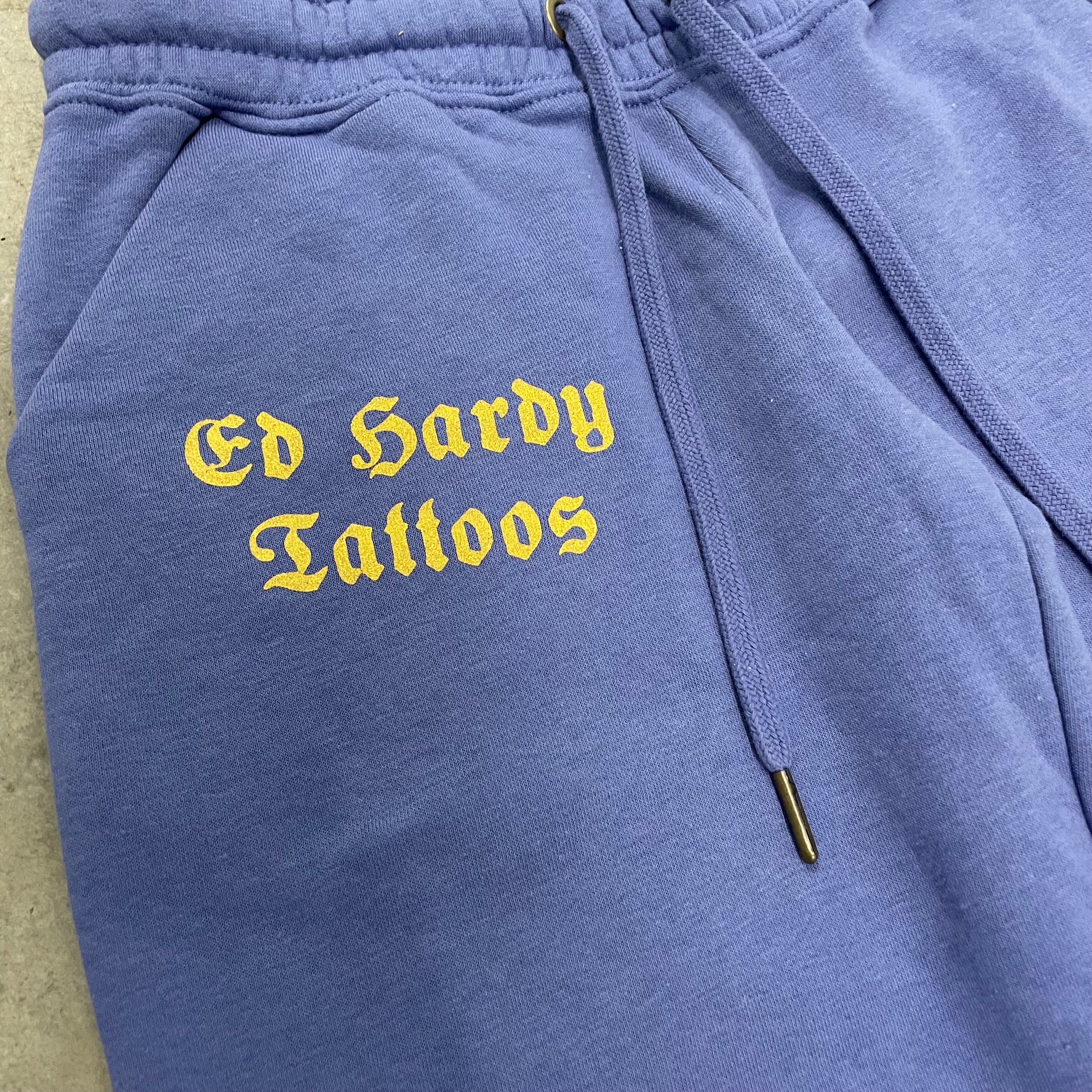 ED HARDY “Tiger Lotus” BLUE FLARE PANTS