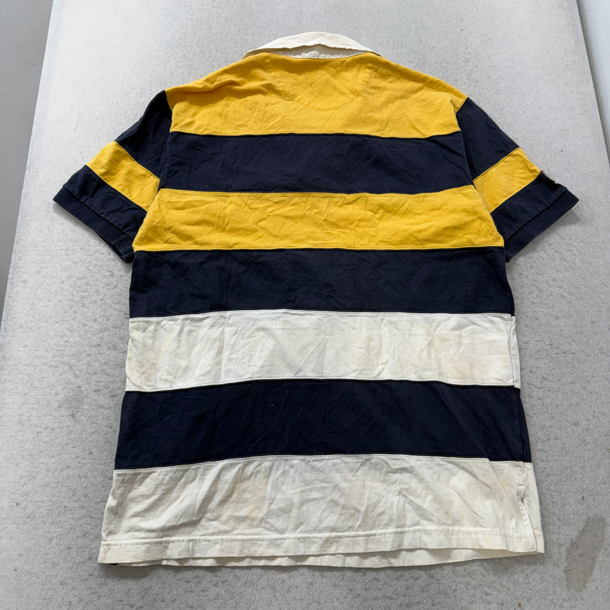Chaps Ralph Lauren navy yellow rugby polo back