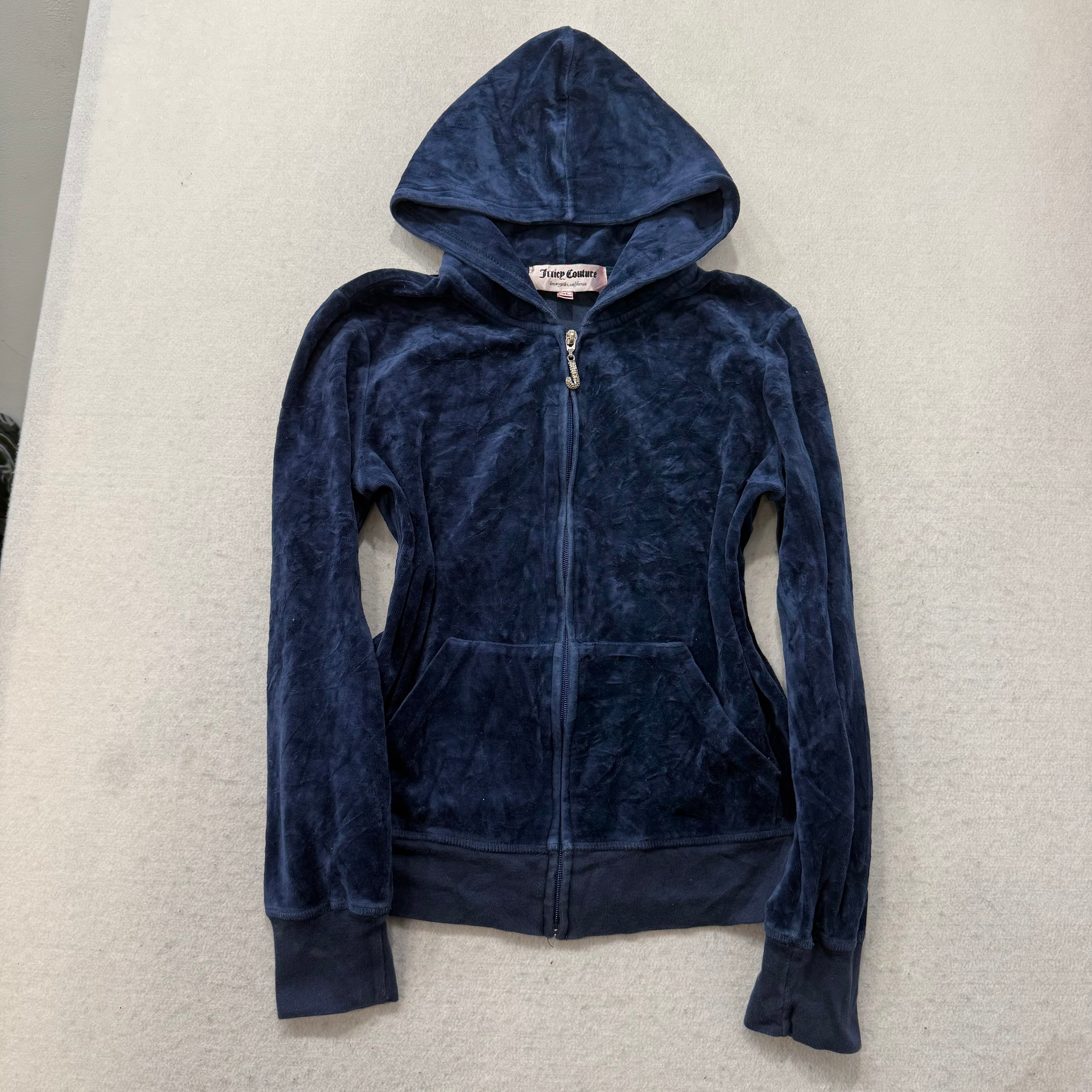 Juicy Couture “Juicy Coconut” Navy Velour Tracksuit Set Hoodie & Pants Size XL