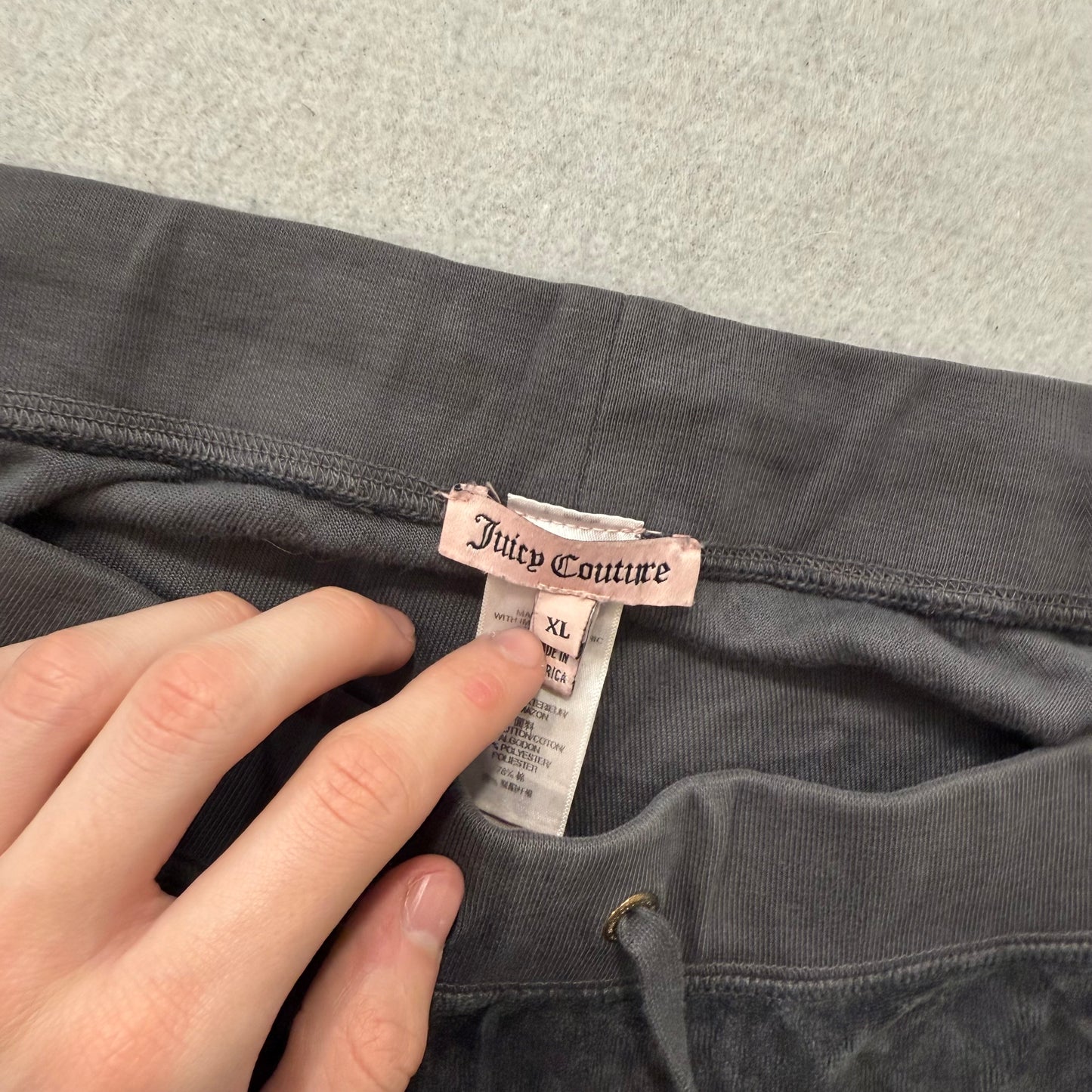 Juicy Couture Women's Gray Velour Flared Wide Leg Track Pants Drawstring Size XL