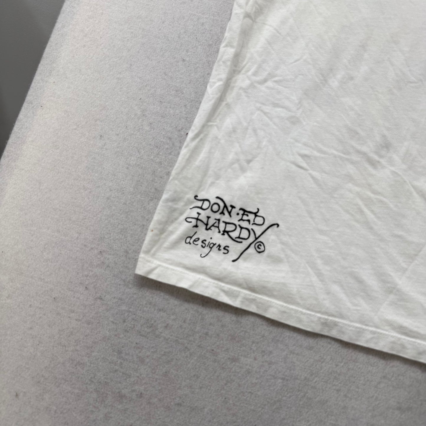 Ed Hardy Men's White Cotton T-Shirt Short Sleeves Skull Graphic Tee Logo Size L