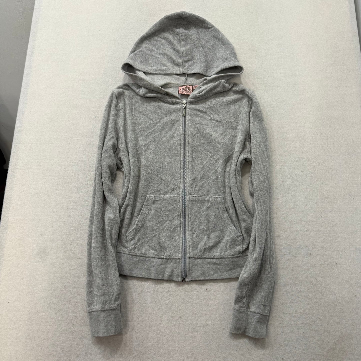 Juicy Couture Gray Velour Tracksuit Set Zip Up Hoodie & Flared Pants Y2K Size S