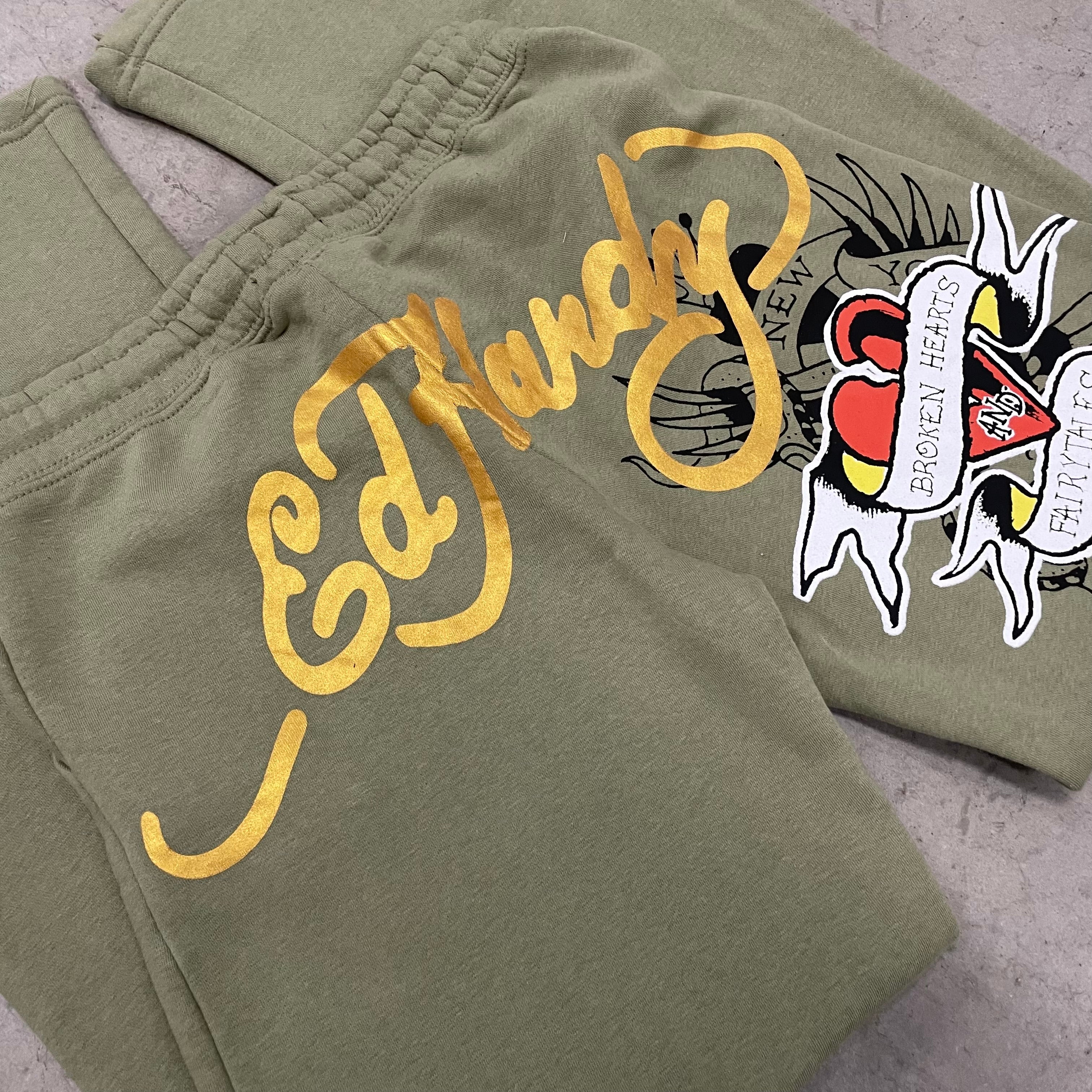 ED HARDY “Broken Hearts” SAGE FLARED PANTS