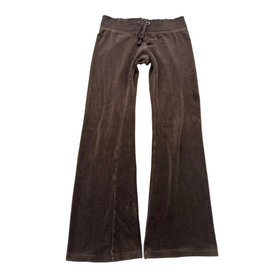 Vintage Juicy Couture Women's Brown Velour Flare Track Pants Low Rise Size S