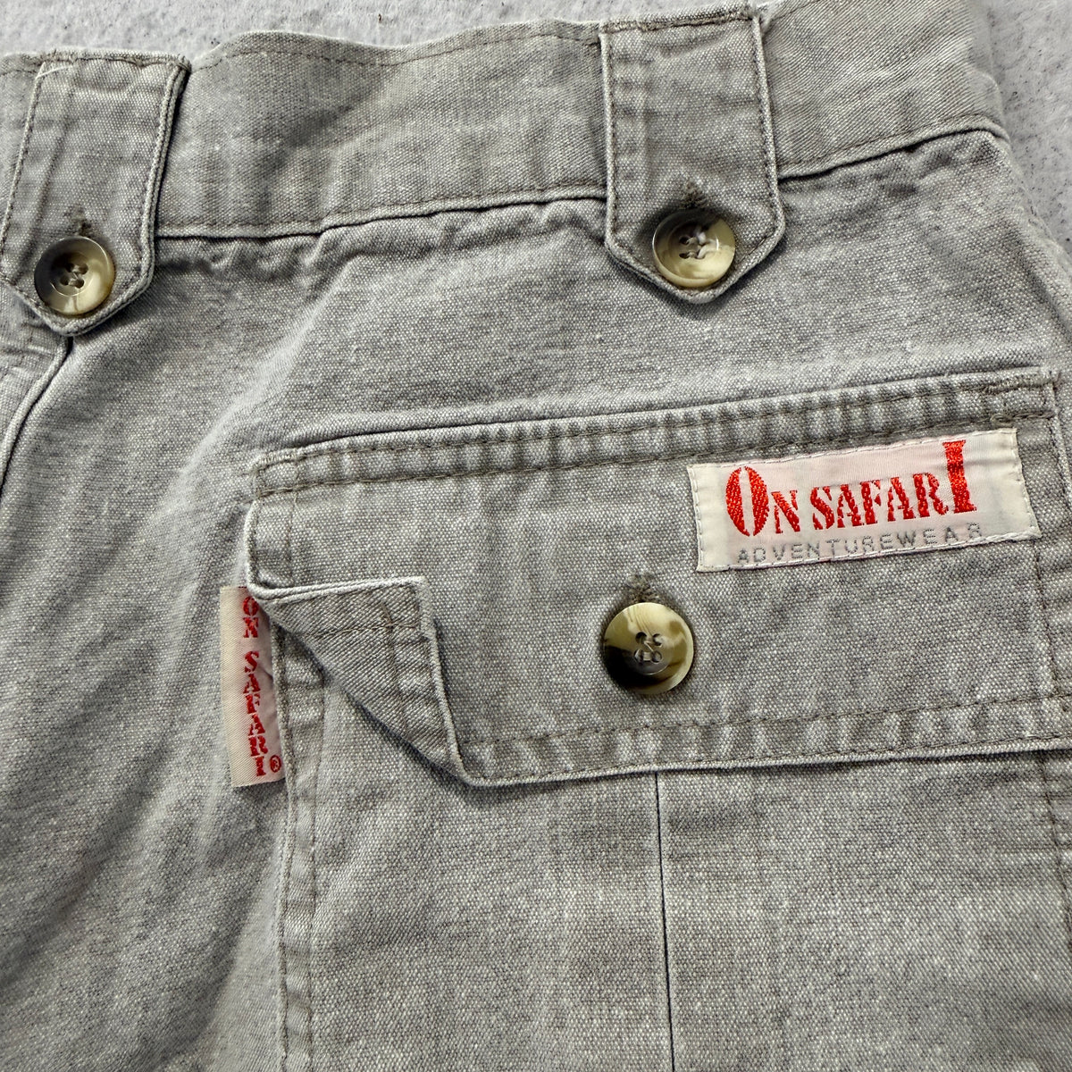 On Safari Vintage Adventure Wear Cargo Shorts Gray Size 12 photo 6