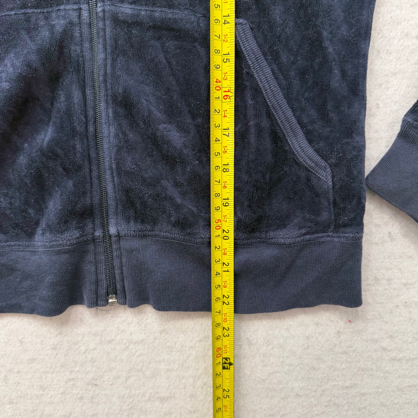 Juicy Couture “Scottie dogs” Women's Navy Full Zip Hoodie Rhinestone Logo Size M