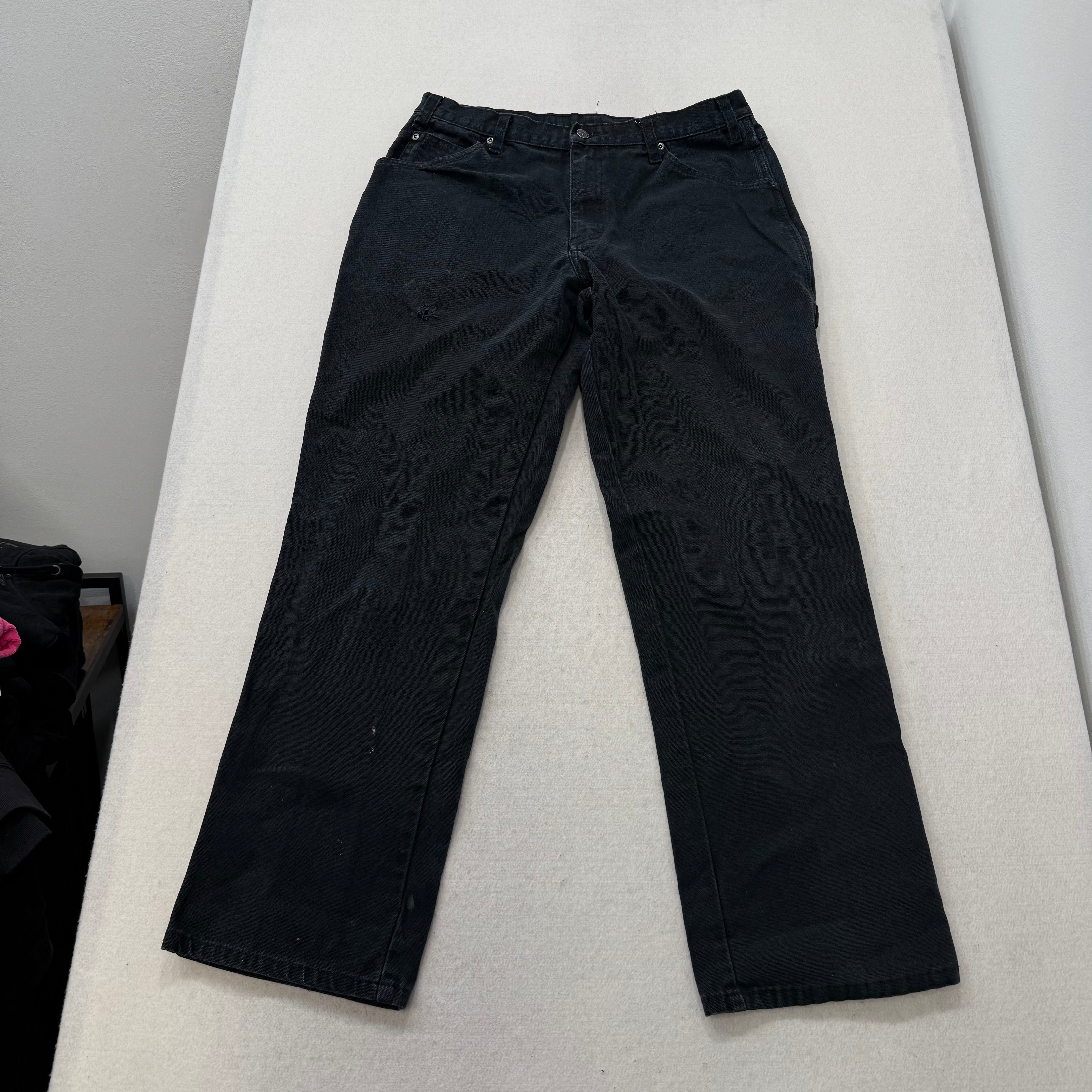 Dickies Men's Black Canvas Carpenter Pants Workwear Straight Leg Size 34 x 32