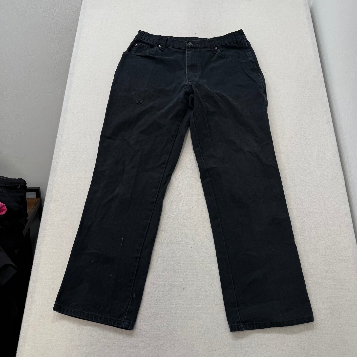 Dickies Men's Black Canvas Carpenter Pants Workwear Straight Leg Size 34 x 32