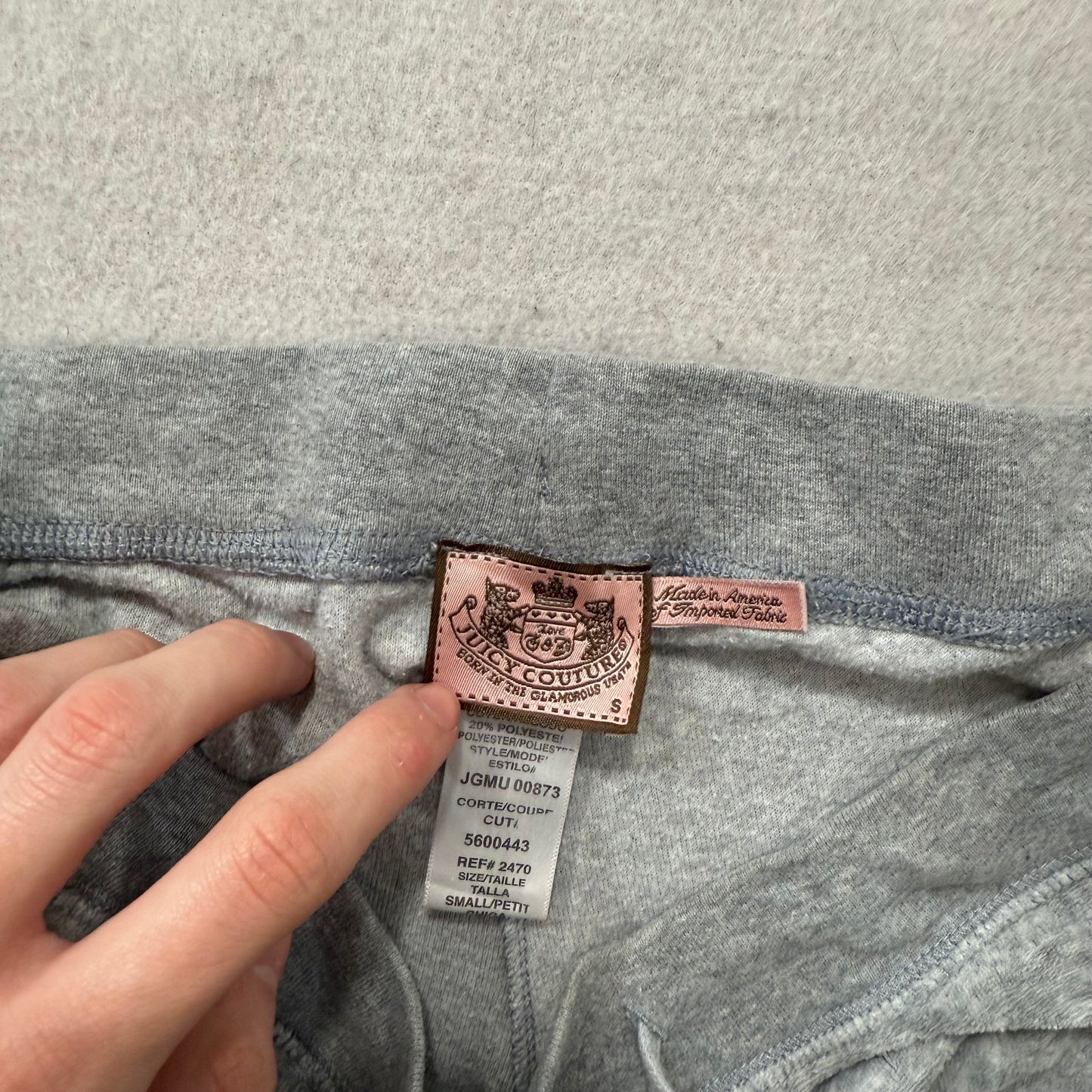 Juicy Couture Gray Velour Tracksuit Set Zip Up Hoodie & Flared Pants Y2K Size S