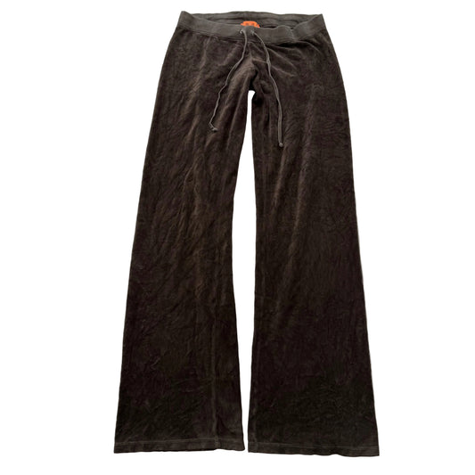 2003 Vintage Juicy Couture Women's Charcoal Brown Velour Flare Track Pant Size S