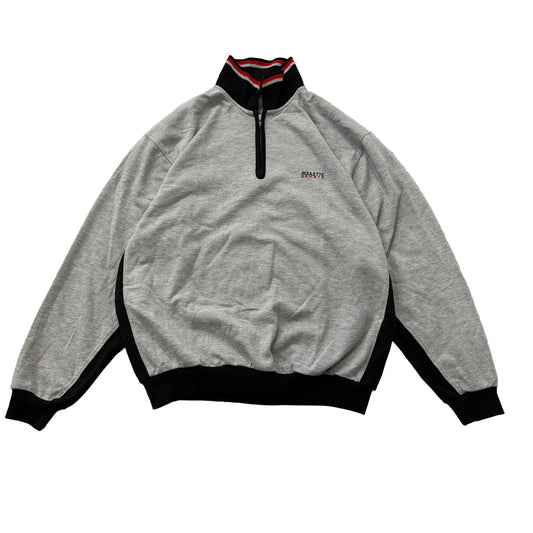 VTG LA Roulette Sports Men Gray Black Colorblock 1/4 Zip Sweatshirt Logo Size XL