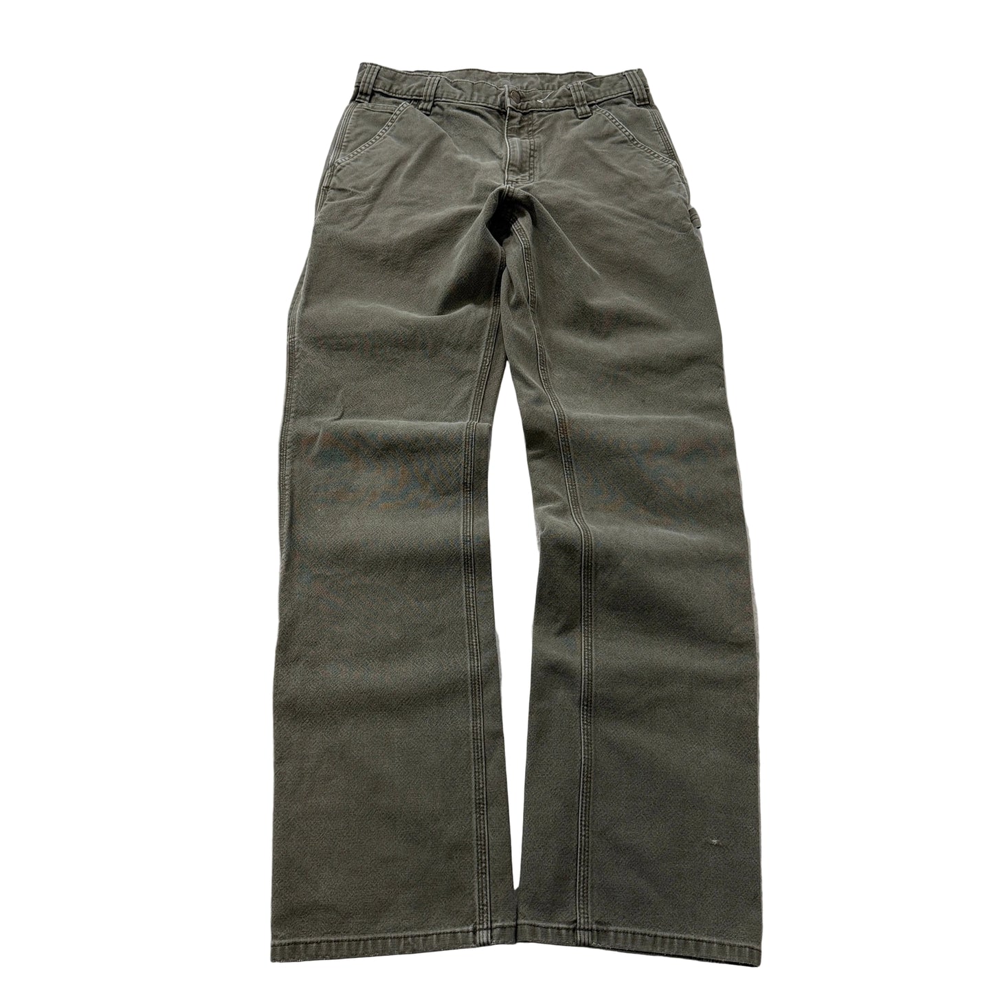 Carhartt Men's Olive Carpenter Pants Pockets Zip-Fly Classic Workwear Size 32x36