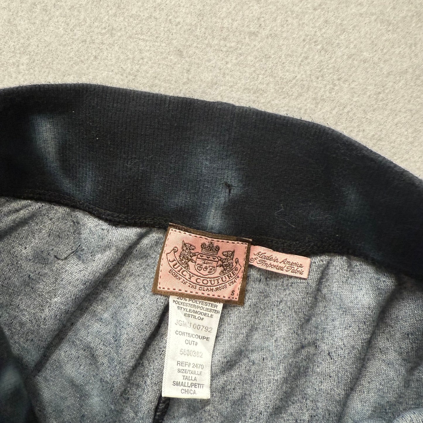 Vintage Juicy Couture Women Black White Tie-Dye Velour Flared Track Pants Size S