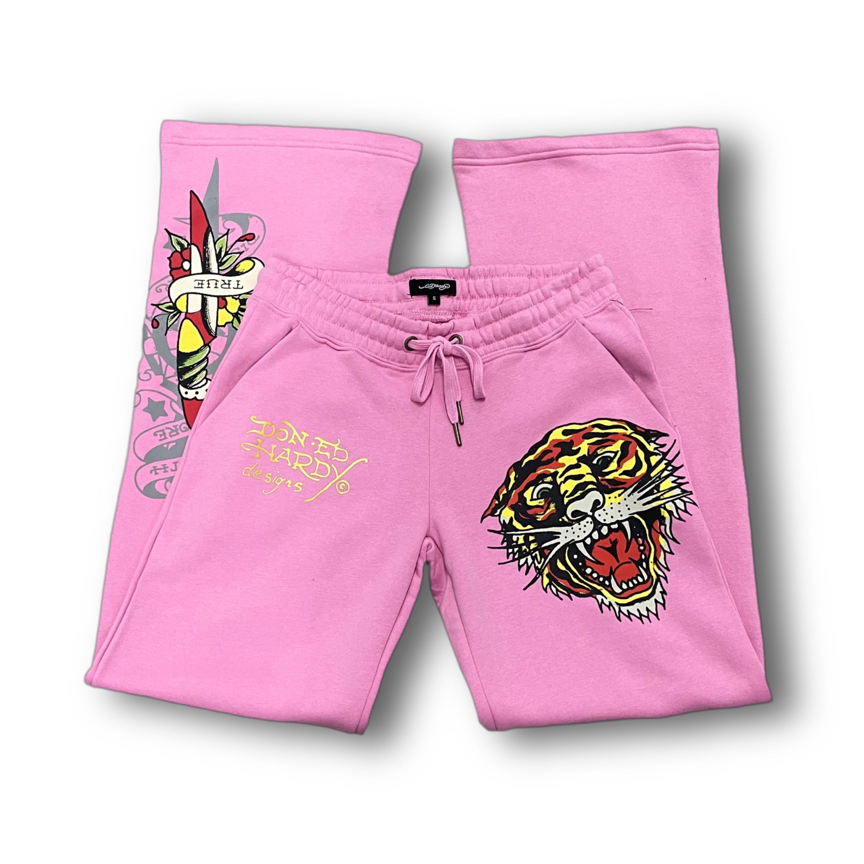 Ed Hardy “Tiger Dagger” Pink Flare Pants