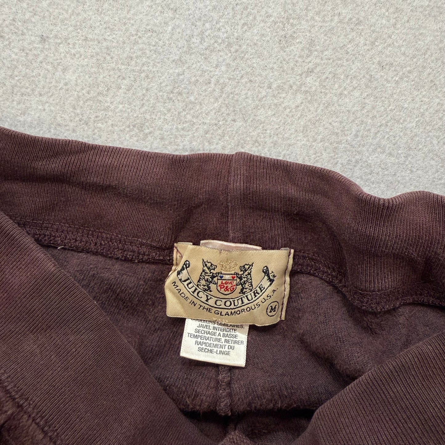 Juicy Couture Women's Brown Velour Flared Track Pants Back Flap Pockets Size M