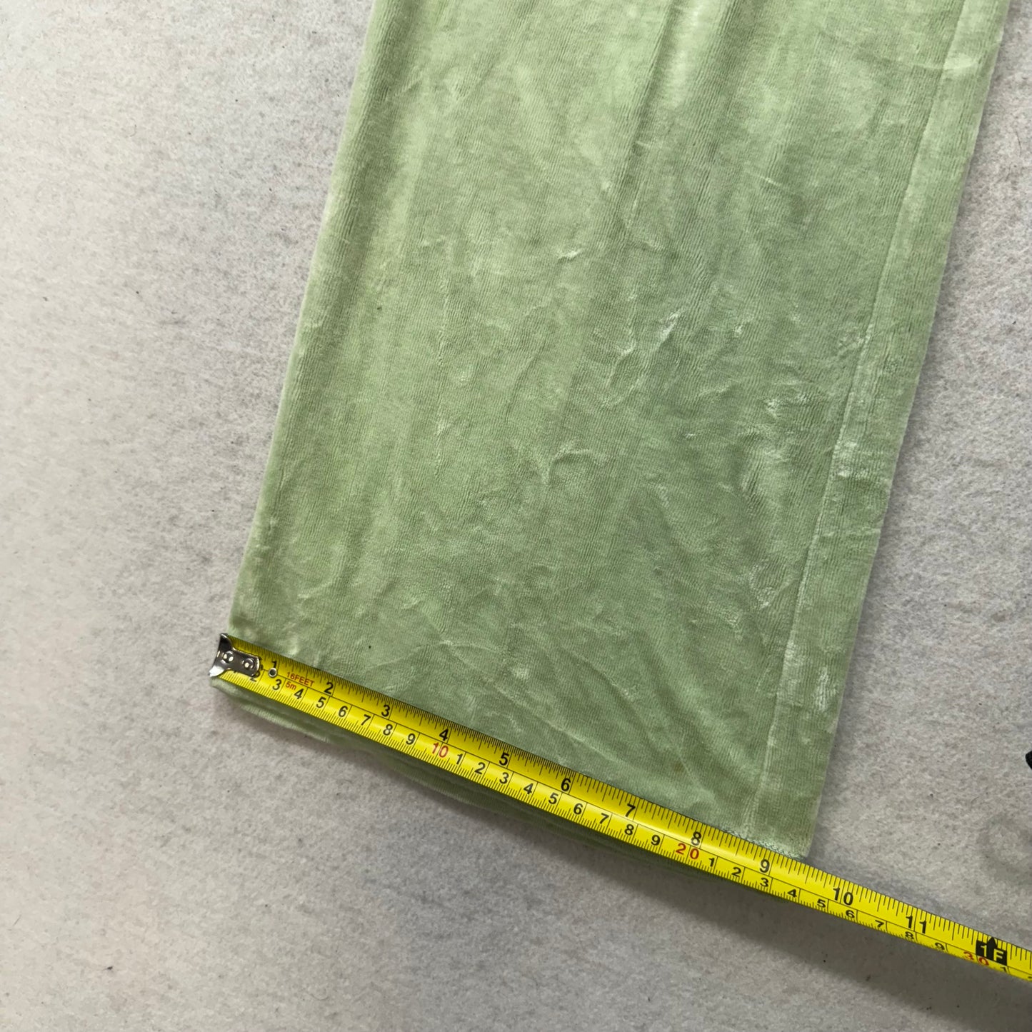 Vintage Juicy Couture Light Green Velour Flared Track Pant Drawstring Y2k Size L