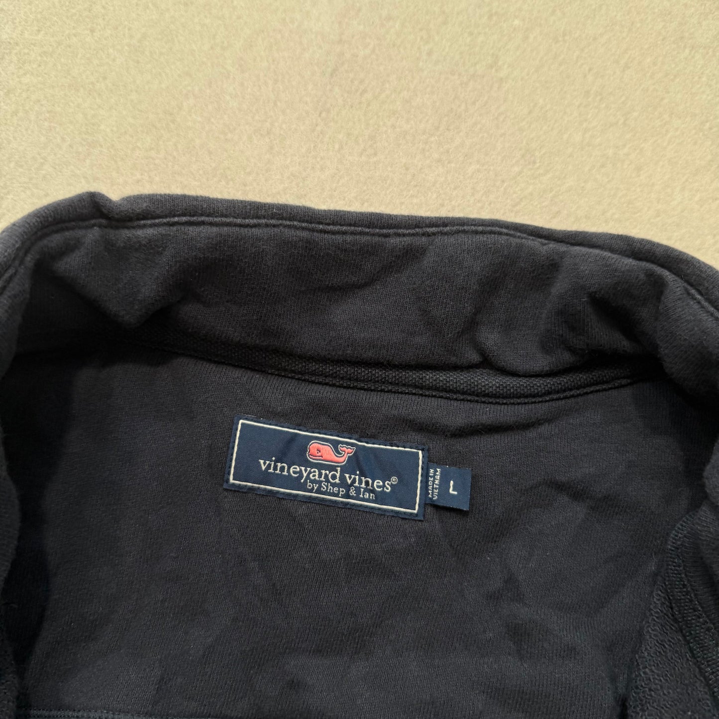 Vineyard Vines Mens Navy Blue Cotton Quarter-Zip Pullover Shep Shirt Logo Size L