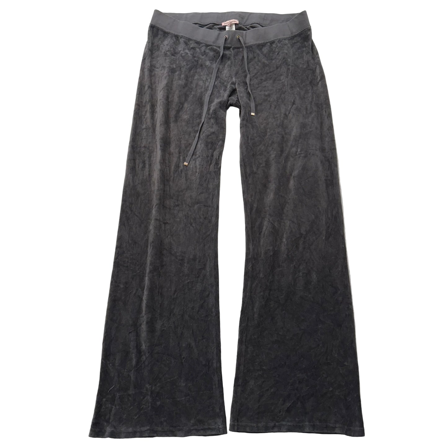 Juicy Couture Women's Gray Velour Flared Wide Leg Track Pants Drawstring Size XL