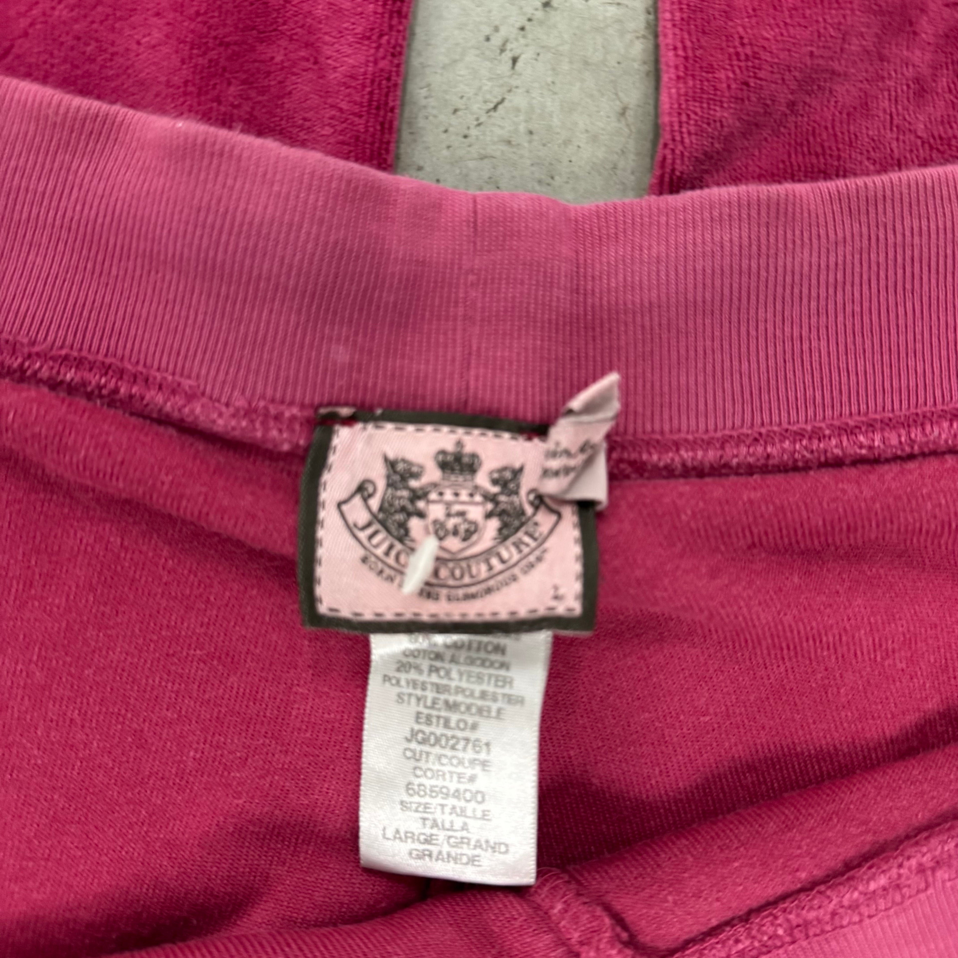Hot Pink VINTAGE Velour Juicy Couture Flared Pants w/ logo SIZE L
