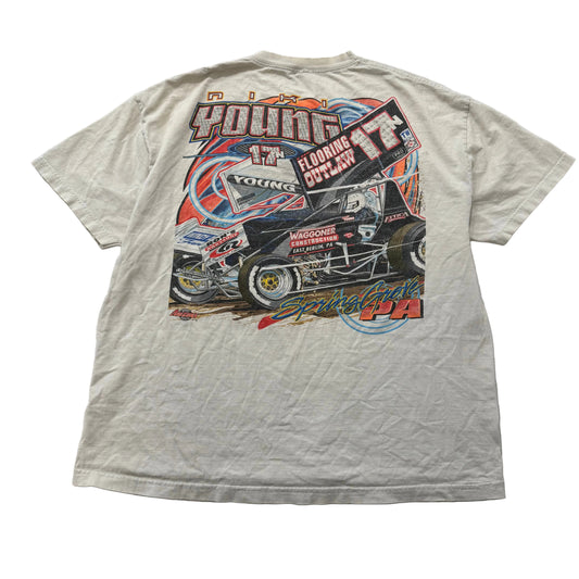 Niki Young Racing White Cotton Short Sleeves T-Shirt Motorsports Graphic Size XL