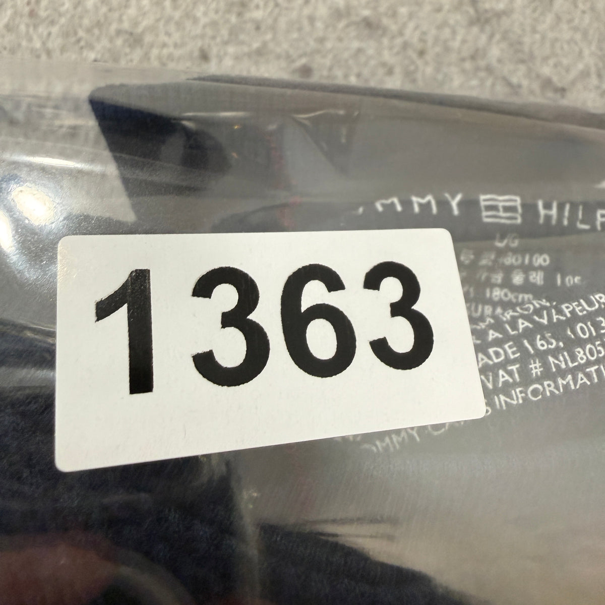 Tommy Hilfiger navy henley SKU tag 1363