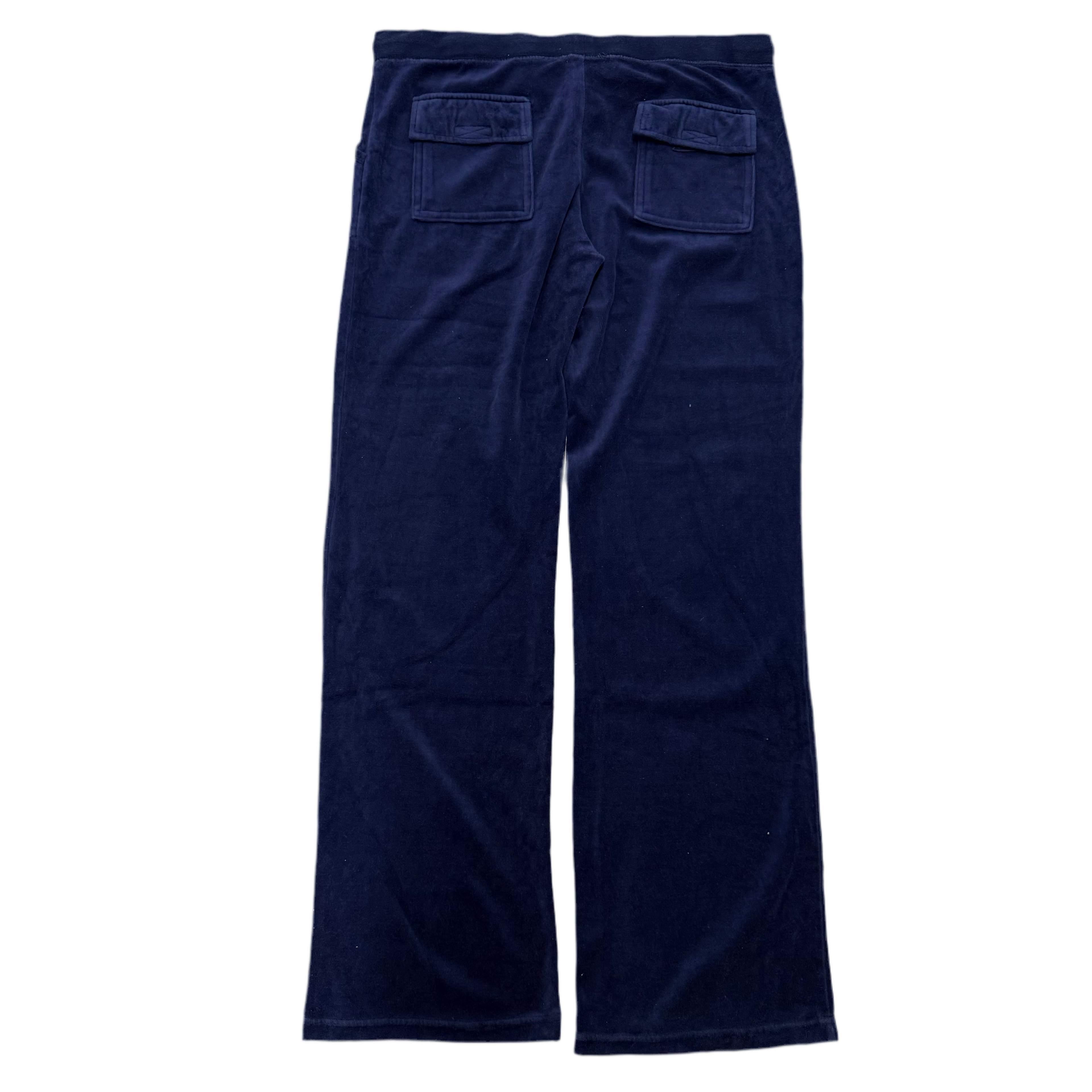 Blue VINTAGE Velour Juicy Couture Flared Pants w/ Back Pockets SIZE XL