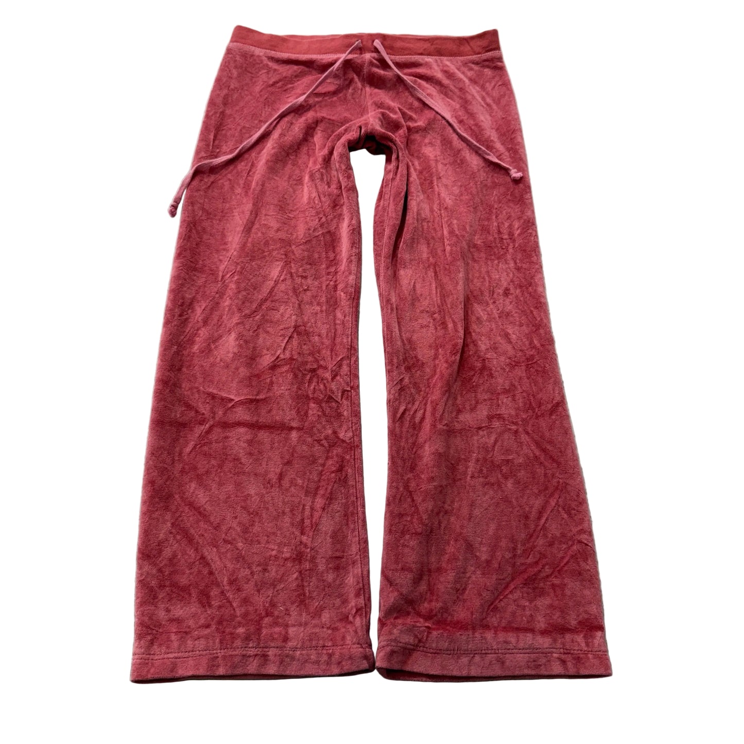 Vintage Juicy Couture Women's Pink Velour Flared Track Pants Drawstring Size L