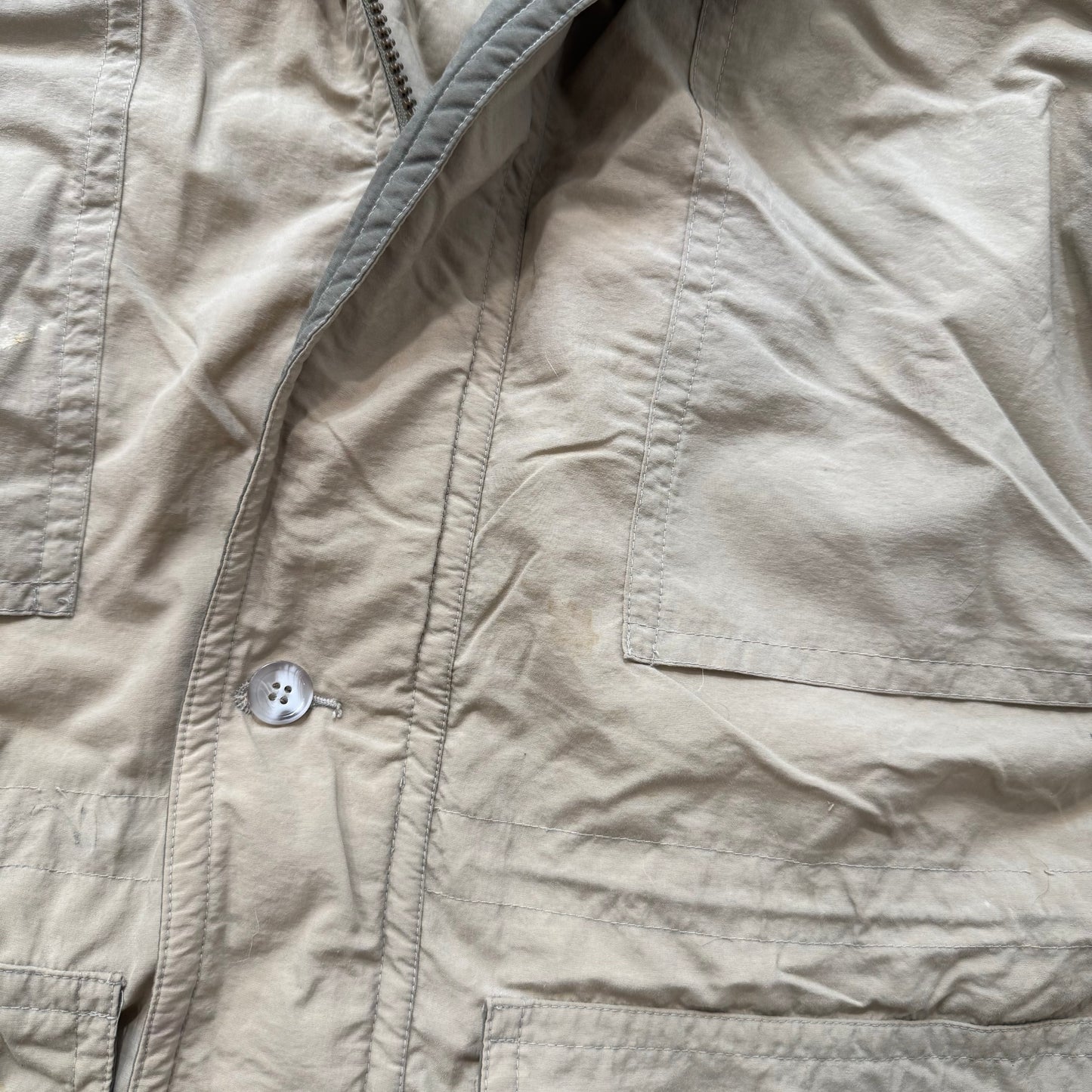 L.L.Bean Men Tan Nylon Full Zip Baxter State Mountain Parka Cargo Pockets Size M