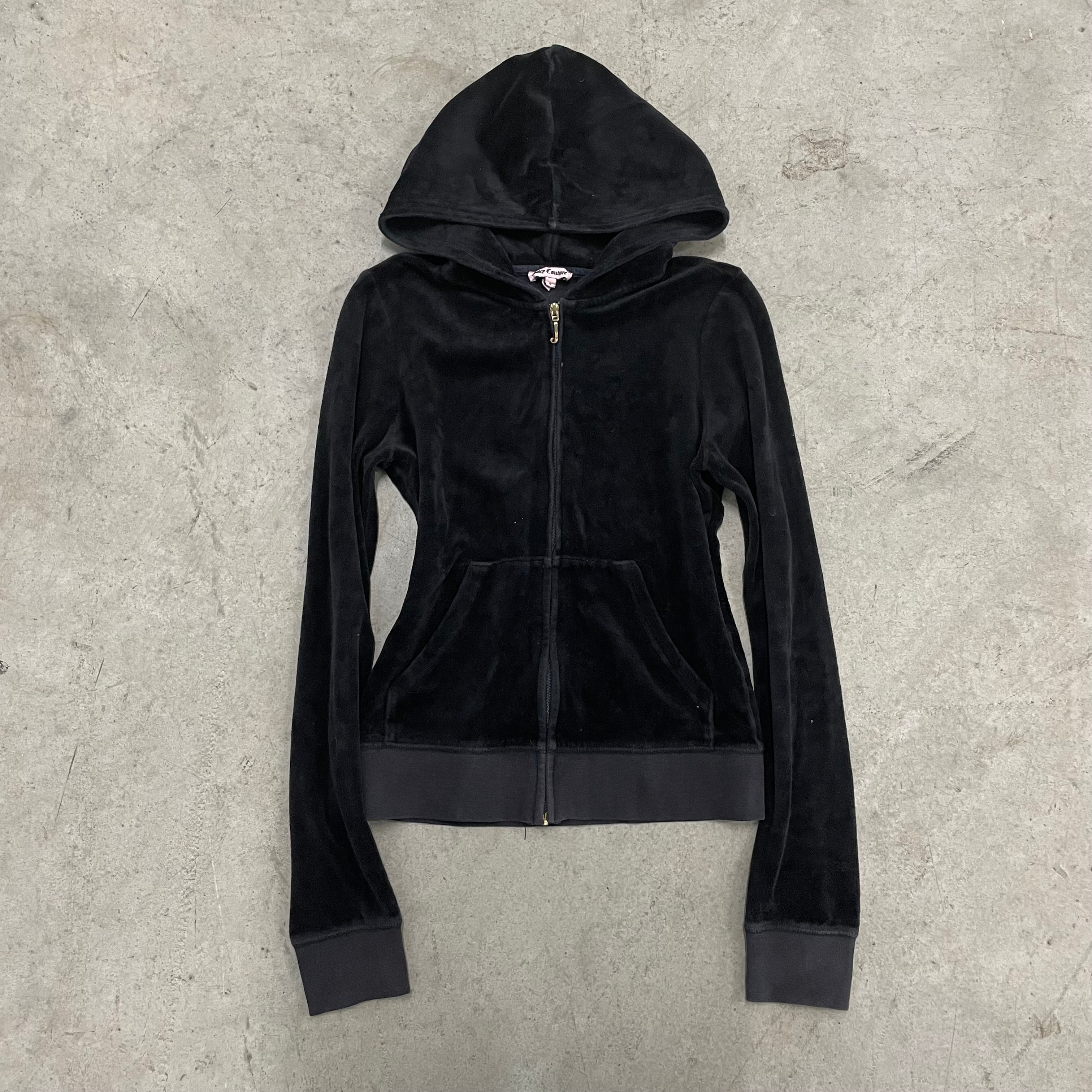 Vintage Juicy Couture “choose juicy” black velour zip up hoodie size S