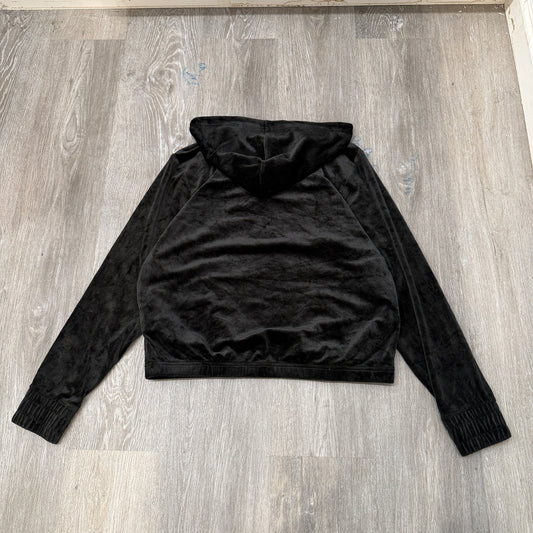 FILA Women's Black Velour Quarter Zip Hoodie Loungewear Classic Logo Size S