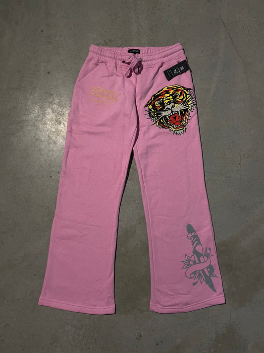 Ed Hardy “Tiger Dagger” Pink Flare Pants