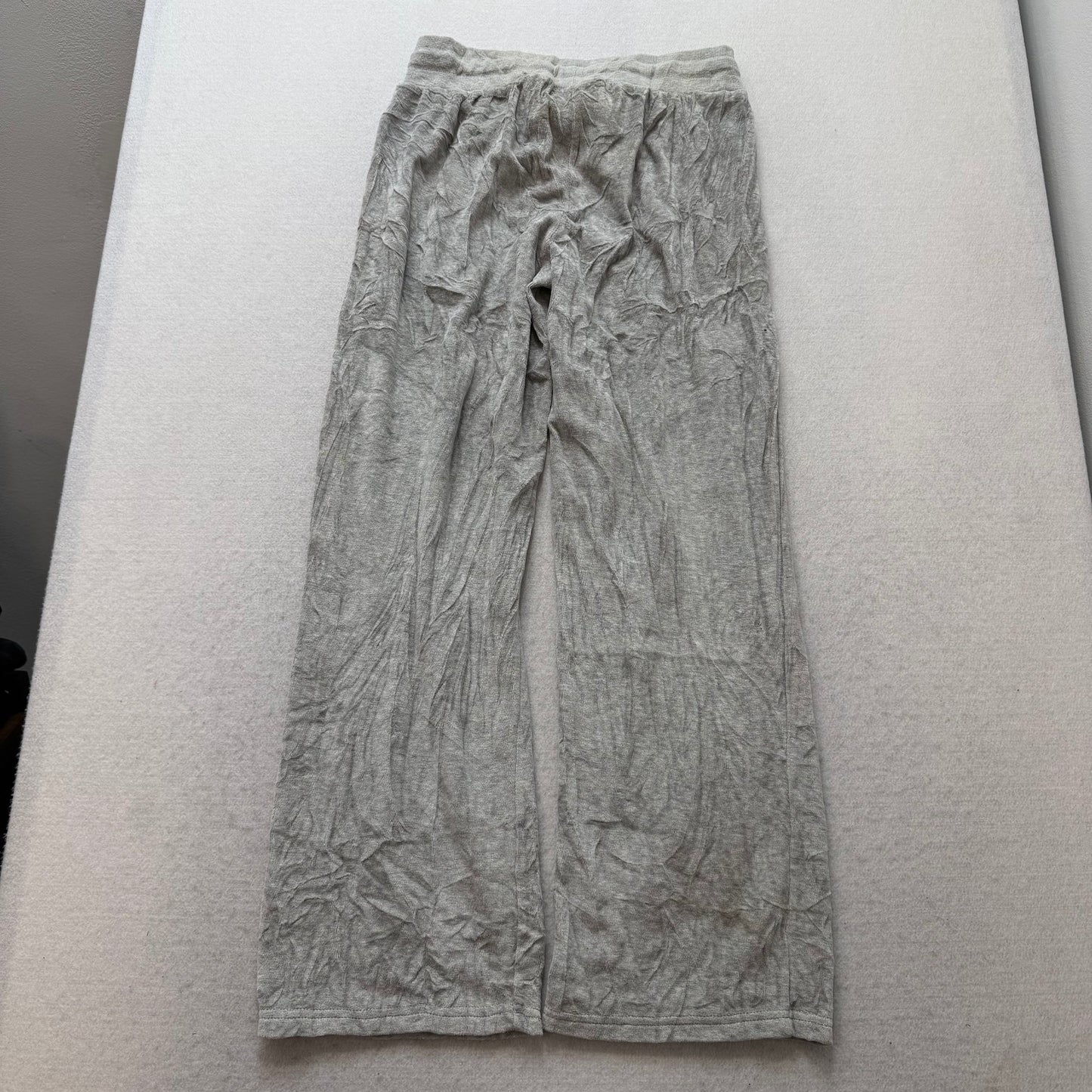 Juicy Couture Heather Gray Velour Tracksuit Set Zip Up Hoodie & Wide Pant Size M