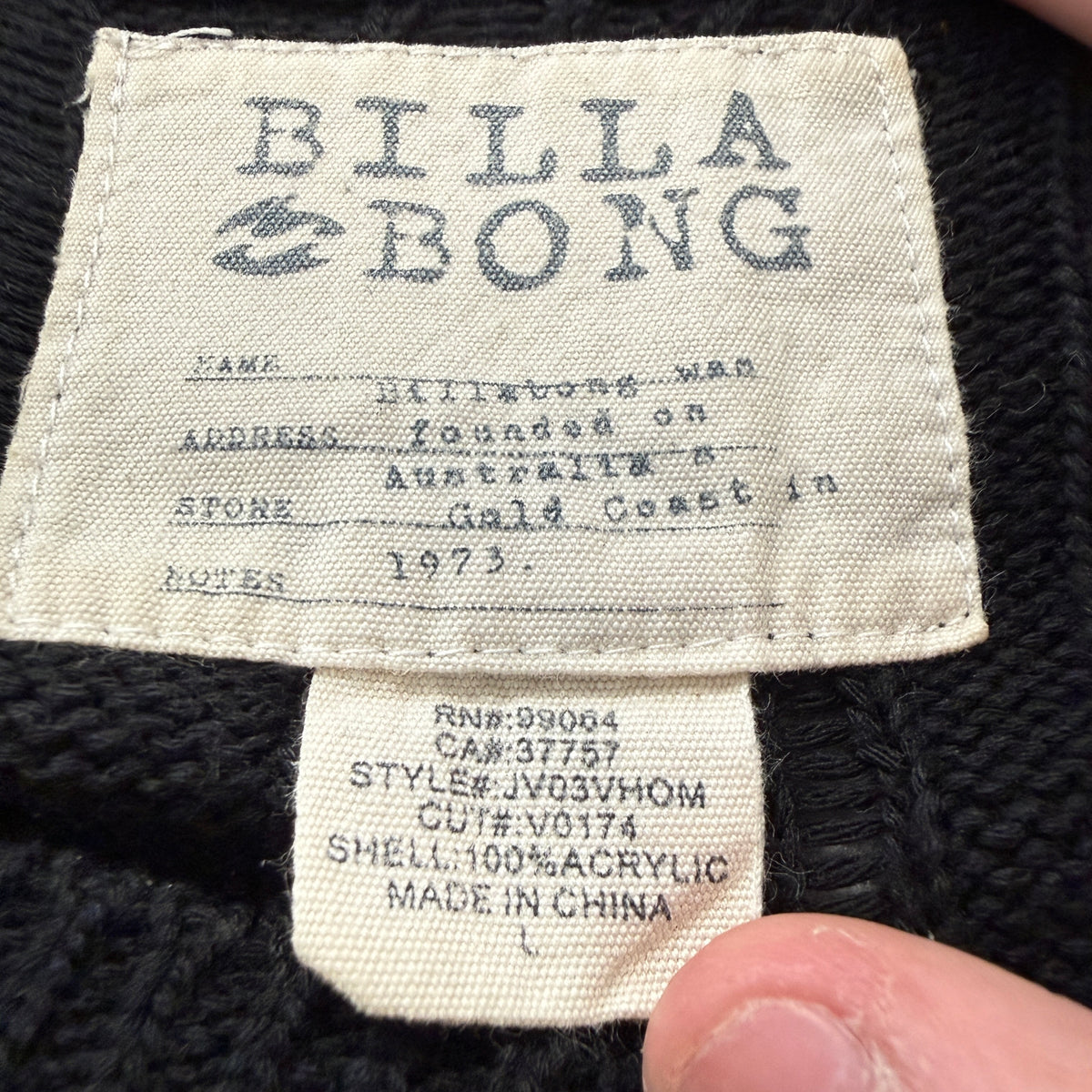 Billabong Black Open Knit Pullover Sweater Size L photo 3