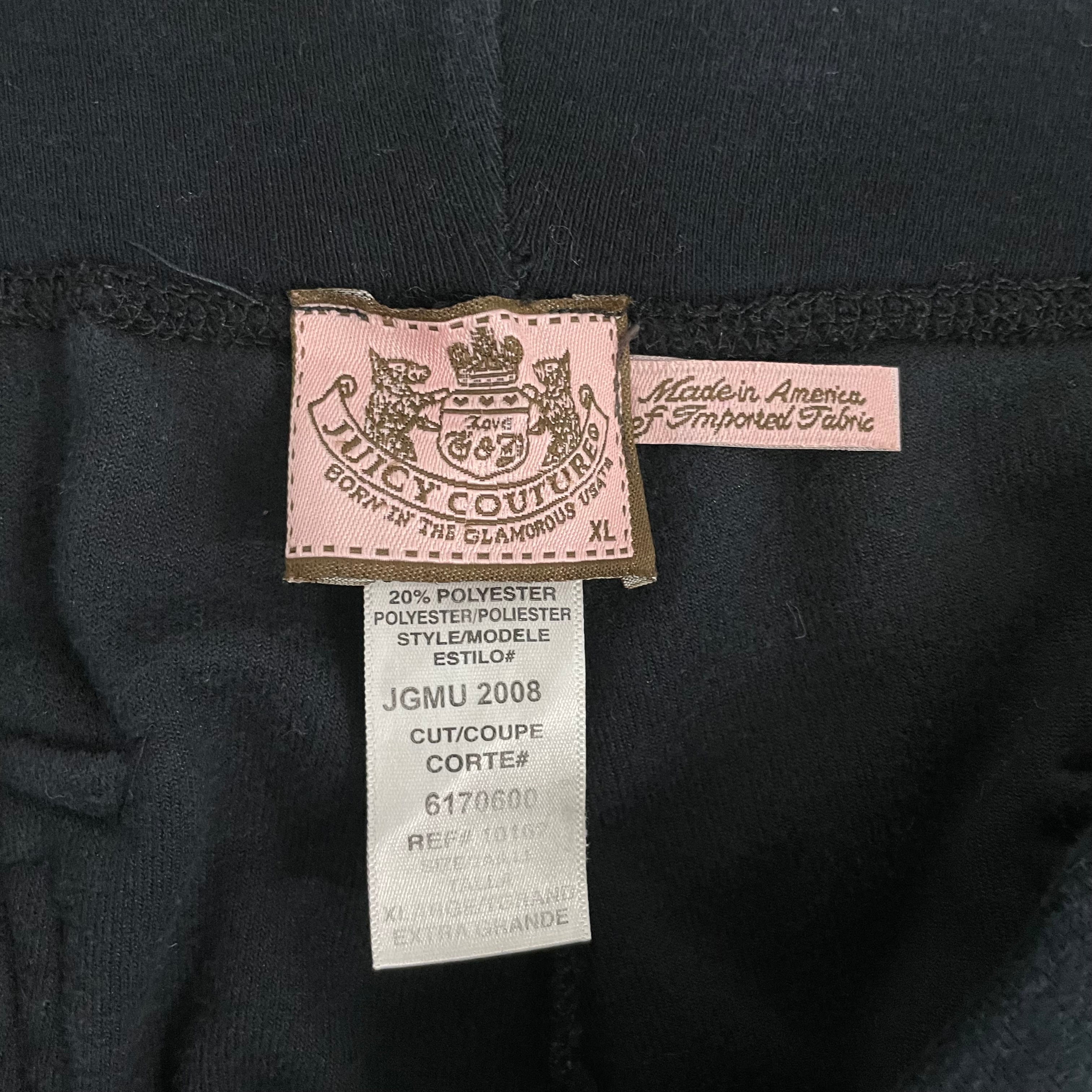 Vintage Juicy Couture Black Velour Flared Pants with Snap Pockets Size XL