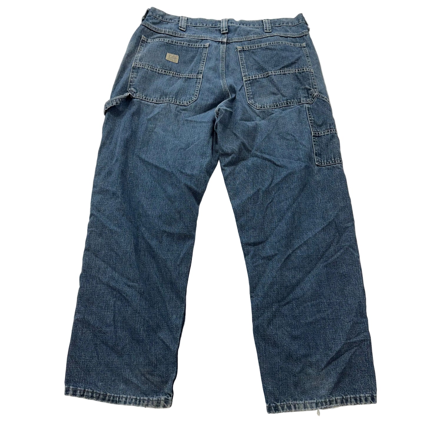 Lee Men Medium Blue Denim Baggy Straight Leg Carpenter Jeans Hammer Loop Size 40