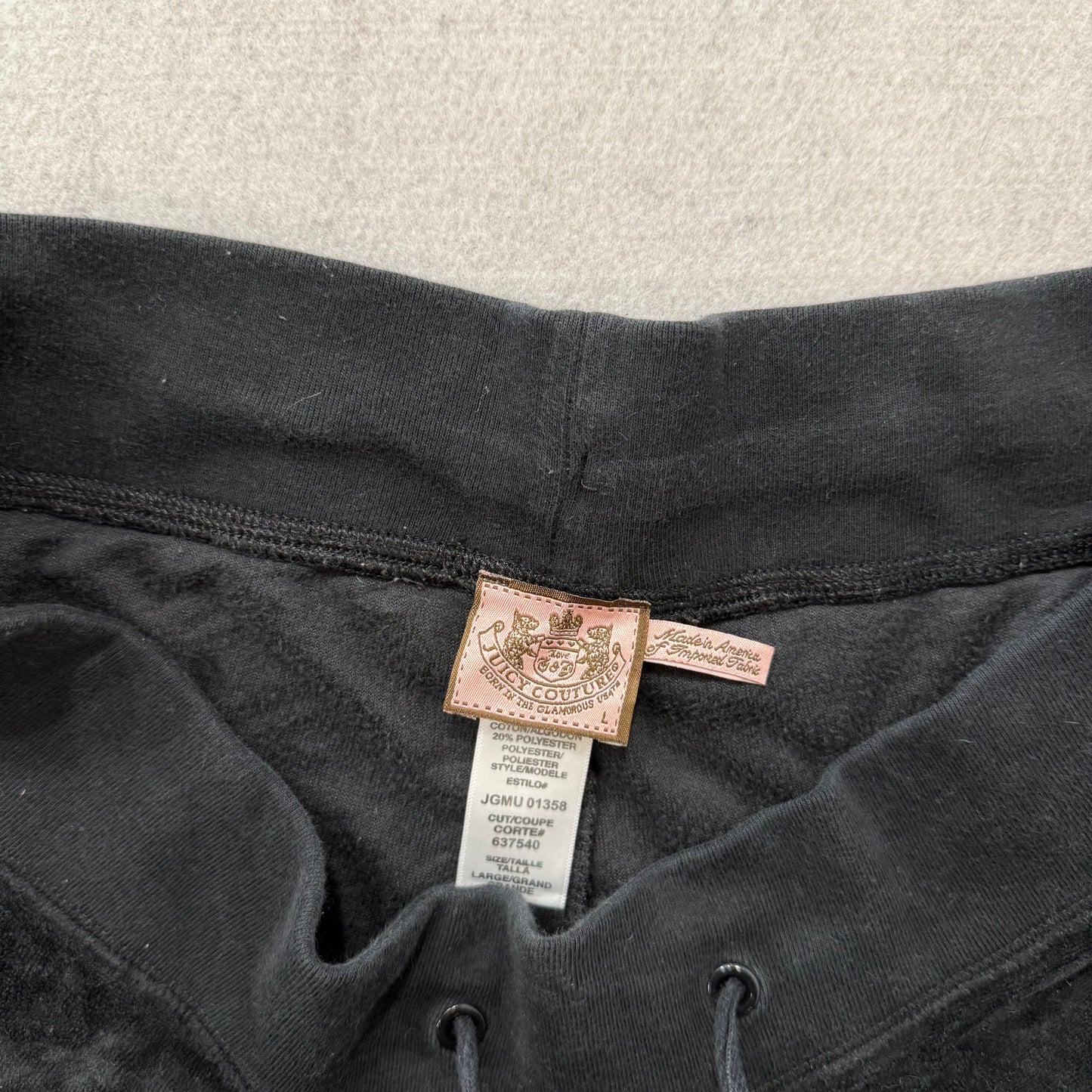 Vintage Juicy Couture Women's Black Velour Flared Wide Leg Track Pant Y2K Size L
